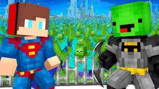 10.000 Mutant Zombies vs Superman JJ and Batman Mikey in Minecraft (Maizen)