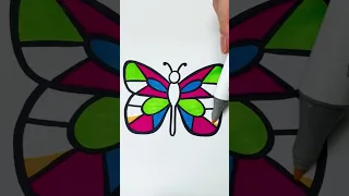 Butterfly 🦋 #colorwithme #oddlysatisfying #oddlysatisfyingvideo #coloringpage #coloring #markers