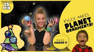 Kylee Makes Planet Ornaments | DIY Hanging Solar System Planets for Kids Video!