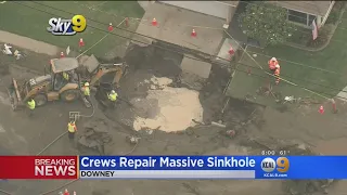 Large Sinkhole Swallows Part Of Downey Street