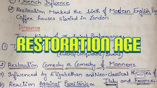 Age of Restoration | Notes for Net/Set Exam