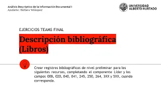 Ejercicios 5 - Descripción bibliográfica (Libros)