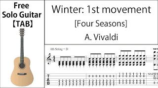 Winter: 1st movement [Four Seasons] (Vivaldi) Fingerstyle Guitar【Score & TAB】