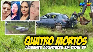 (( TRAGÉDIA EM ITOBI )) Carro sai da pista, cai em brejo e deixa QUATRO MORTOS no interior de SP