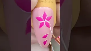 Easy Flower Nail Art Step-by-Step For Beginner 💖Vẽ Hoa💅New Nails #short