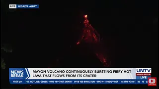 LIVE FEED: Mayon Volcano continuously bursting fiery hot lava that flows from its crater