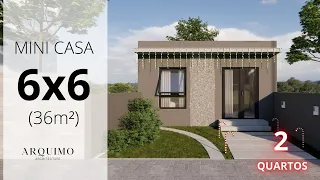 Plano de Casa 6X6 | Tiny House 6x6 | Mini Casa 36 M²| House 36SQM | Small Interior Design Idea