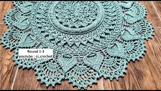 crochet bae mandala round1-3, rug, doily