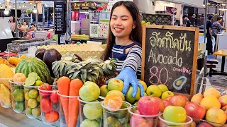 No Sugar! 100% Fresh Fruit Juice - Fruit Cutting Skills / Thai Street Food