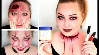 EASY DIY Halloween Makeup Hacks // LATEX-FREE // With Eyelash glue, Vaseline & Lipstick