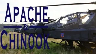 AH 64 Apache and CH 47 Chinook helicopters