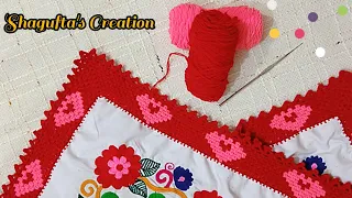 Two-color crochet border design (17). The latest lace pattern by Shagufta's Creation.