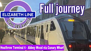 Elizabeth Line Class 345 Aventra (345 061) Heathrow Terminal 4 - Abbey Wood via Canary Wharf