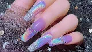 Wow so shinning! | Rainbow Cat eye nail tutorial