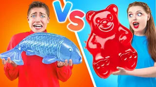 GUMMY FOOD vs REAL FOOD CHALLENGE | Eating Funky & Gross Impossible Foods