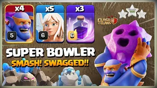 Crush All Bases! Th13 Super Bowler Smash | Th13 Super Bowler Attack strategy  | Clash of Clans coc