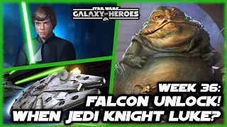 SWGOH Free to Play Week 36 - Rushing Jabba the Hutt!  Millenium Falcon Unlock and Grand Arena!