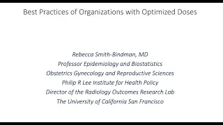 2023 Virtual Symposium: Best Practices of Organizations with Optimized Doses