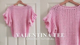 HOW TO CROCHET VALENTINA TEE | 'V' STICH | TUTORIAL | 🌸