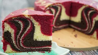 Moist Chocolate Red Velvet Double Marble Cake | Red Velvet Cake | MyHot Kitchen