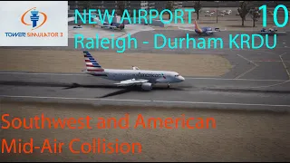 Southwest Boeing ALMOST HITS GA lined up on landing in Raleigh Durham KRDU @ Tower Simulator 3