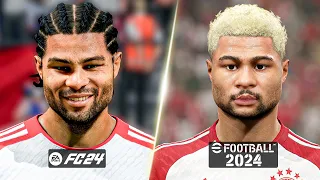 EA FC 24 vs eFootball 2024 - FC Bayern Munich Player Faces Comparison (Kane, Kimmich, Gnabry etc.)