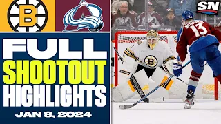 Boston Bruins at Colorado Avalanche | FULL Shootout Highlights - January 8, 2024