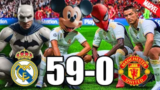 FIFA 24 - RONALDO, MESSI, SPIDER MAN ALL STARS PLAYS TOGETHER | Real Madrid 59-0 Manchester United