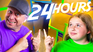 24 hours in a BOX FORT Maze Overnight!! (Box Fort Series)
