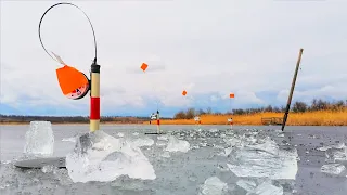 Поставили жерлицы на щуку на опасный последний лёд.  Зимняя рыбалка на жерлицы