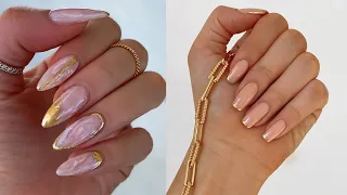 TRENDING GOLD NAIL ART TECHNIQUE REVEALED | MARBLE EFFECT | REAL NAILS