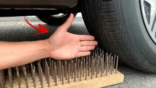 Experiment : 1000 NAILS  Vs  Car  Vs  Hand | Crushing crunchy and soft things by car | Amazing tests