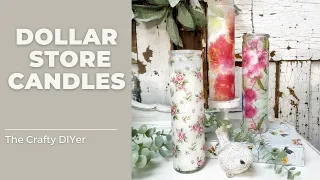 DOLLAR STORE CANDLES DECOUPAGED