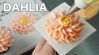 How to pipe dahlia flowers [ Cake Decorating For Beginners ]