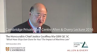 'What Have Ships Ever Done for You? The Impact of Maritime Law': 2016 Allen & Overy Lecture