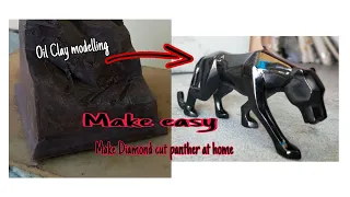 How to make panther || Diamond cut panther || Clay modelling || polymer Clay || Black panther