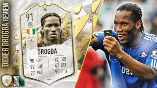 91 PRIME ICON DROGBA REVIEW! STRAIGHT BEASTT! FIFA 22 ULTIMATE TEAM