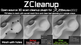 ZCleanup - 3D scan cleanup plugin for ZBrush 2021, 2022 and 2023