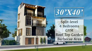 30X40 Split Level House Design | 1200 Sqft House Plan | 9X12 Meters House Design
