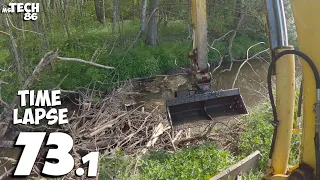 Beaver Dam Removal With An Excavator And Pulling Out A Fallen Tree No.73.1 - Time-Lapse