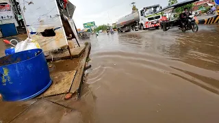 OMG! Massive Flood Street And Blocked Culvert Drain During A Heavy Rain