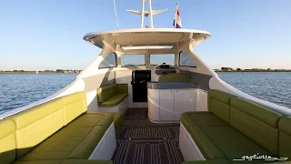 Gagliotta Lobster 35 with Olive/lime green upholstery navigating on Markermeer in The Netherlands