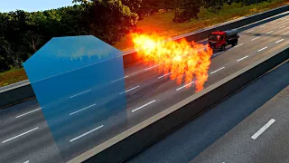 Cars vs  Water Walls & Fire | BeamNG.Drive