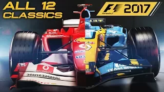 F1 2017 GAME ALL 12 CLASSIC CARS ANNOUNCED!