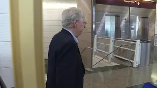 WATCH: Mitch McConnell refuses to answer questions about impeachment in airport
