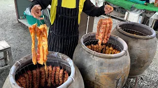 Amazing Chopping Skills! Crispy Pork Meat BBQ Charcoal Pot Oven - Thai Street Food