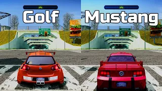 NFS Most Wanted: Volkswagen Golf GTI vs Ford Mustang GT - Drag Race