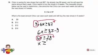 Inequalities 19 example, grade 7 math test HD