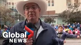 Calgary Stampede: Kid ‘flossing’ steals the show from Global reporter
