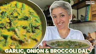 GARLIC ONION BROCCOLI LENTILS | Wholesome healthy vegan dal recipe | Food with Chetna